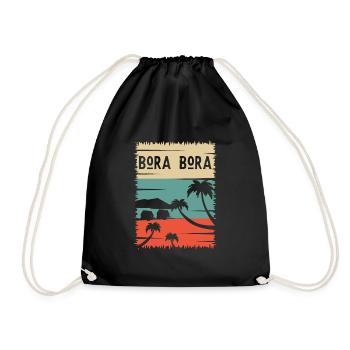 Bora Urlaub Meer Sonne Palmen Insel Reise Geschenk - Turnbeutel - Schwarz - Vorne