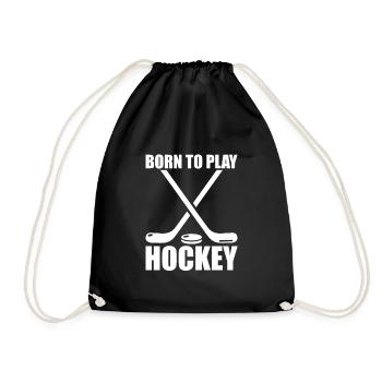 Born Play Hockey Ice Hockey Puck Hockey Sticks - Drawstring Bag - black - Front