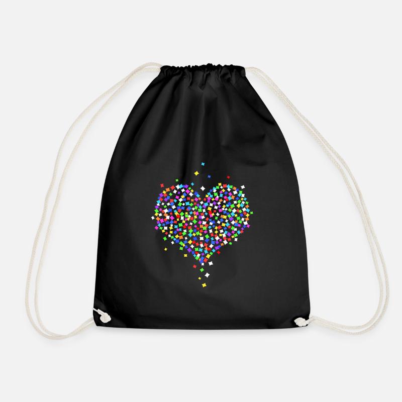 Heart from confetti - Drawstring Bag - black
