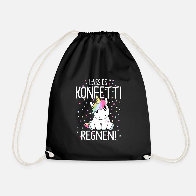 Lass es Konfetti regnen Einhorn - Turnbeutel - Schwarz