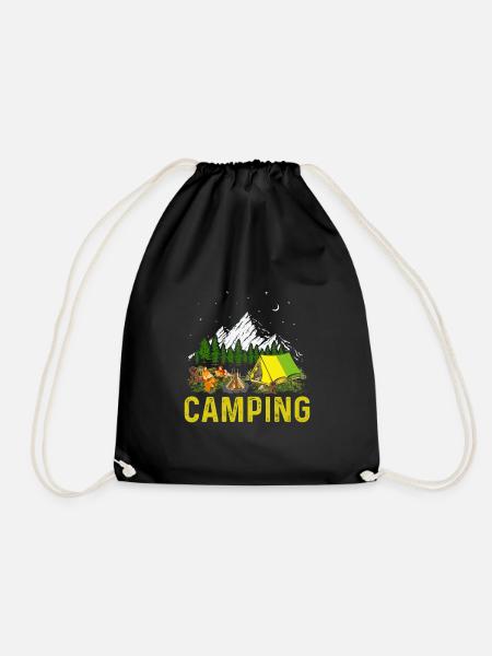 Camping Szene Lagerfeuer und Gitarrenmusik - Turnbeutel - Schwarz