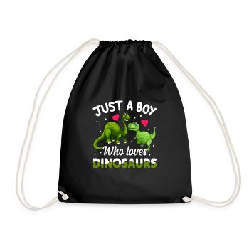 Only a boy who loves dinosaurs - Drawstring Bag - black - Front