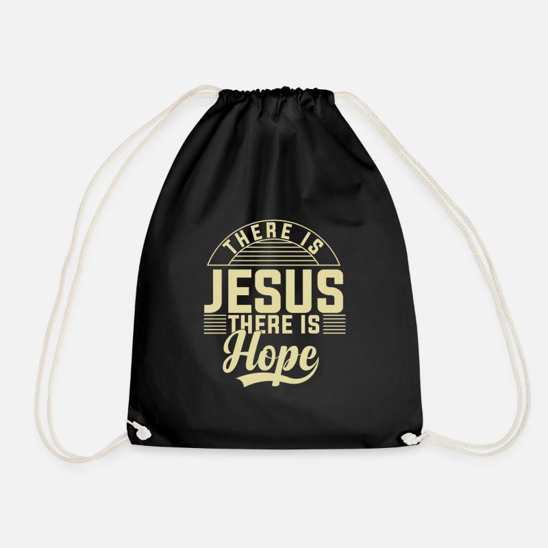 There is Jesus there is hope - Drawstring Bag - black