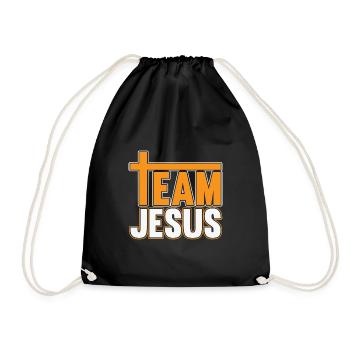 Team Jesus with Cross T for Bible Fans - Drawstring Bag - black - Front