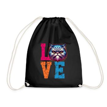 Grumpy love cat - Drawstring Bag - black - Front