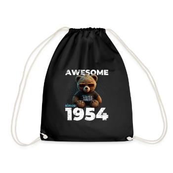 70th Birthday Original 1954 Vintage 1954 Bear Cute - Drawstring Bag - black - Front