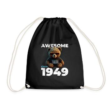 75th Birthday Original 1949 Vintage 1949 Bear Cute - Drawstring Bag - black - Front