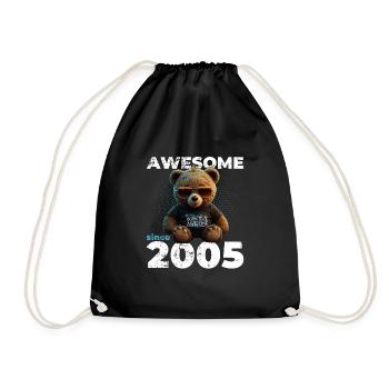 20th Birthday Original 2005 Vintage 2005 Bear Cute - Drawstring Bag - black - Front