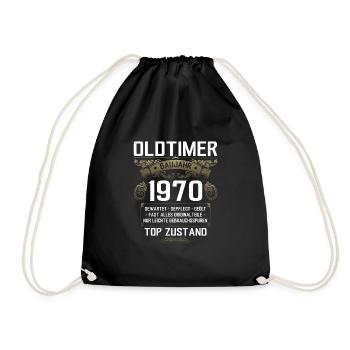 55. Geburtstag Oldtimer Jahrgang 1970 - Turnbeutel - Schwarz - Vorne