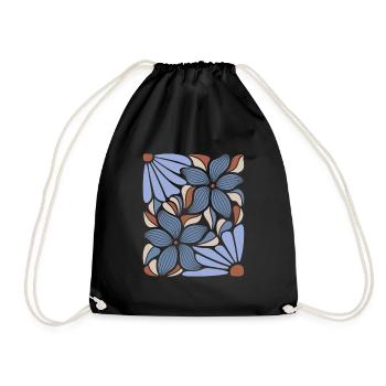 Boho Blumen Frühling Sommer Garten Natur - Turnbeutel - Schwarz - Vorne