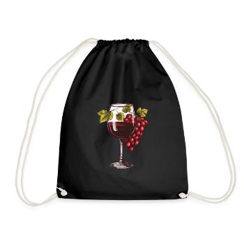 Wine Glass Wine Grapes - Drawstring Bag - black - Front