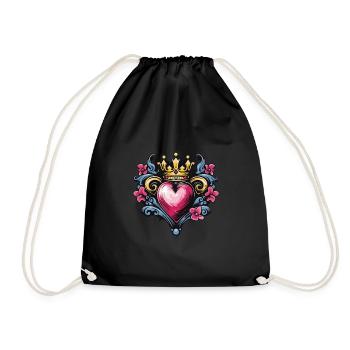 Heart Crown Love - Drawstring Bag - black - Front