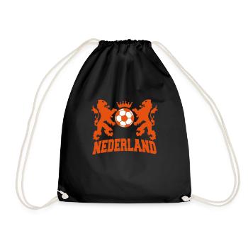 nederland twee leeuwen voetbal en kroon 2c - Drawstring Bag - black - Front