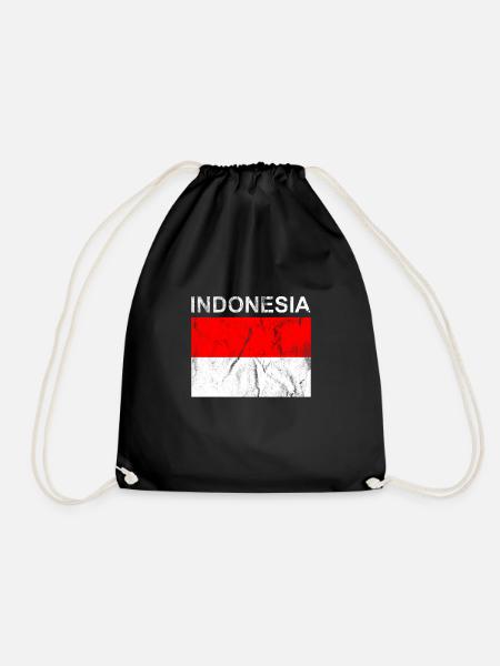 Indonesia - Indonesien Flagge, Fahne T-Shirt - Turnbeutel - Schwarz