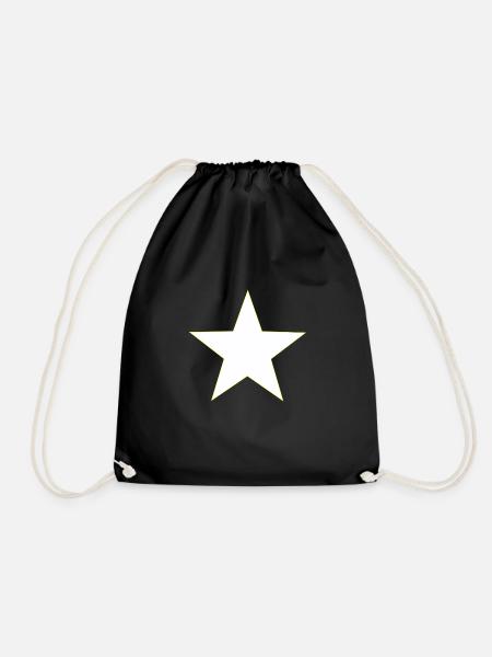 Star white yellow, white yellow star - Drawstring Bag - black