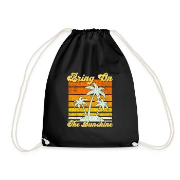 Vintage Retro Sonne Sommer Urlaub Palmen Design - Turnbeutel - Schwarz - Vorne