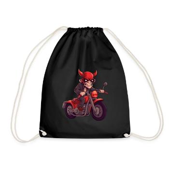 Motorrad Teufel - Turnbeutel - Schwarz - Vorne