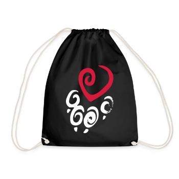 heart paw paw print - Drawstring Bag - black - Front
