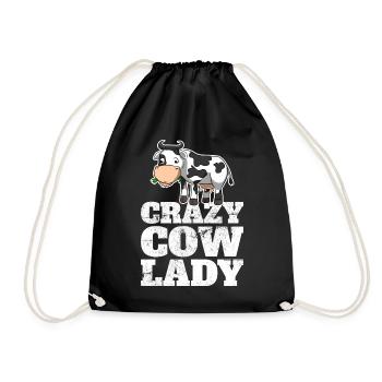 Crazy Cow Lady Cows Farmer Farmer - Drawstring Bag - black - Front