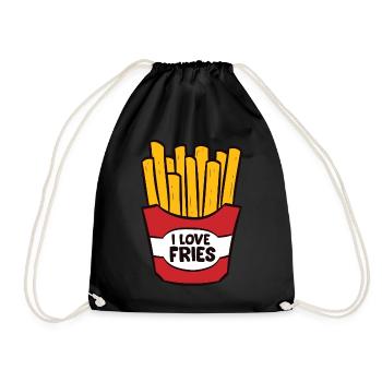 Fries - I LOVE FRIES - Drawstring Bag - black - Front