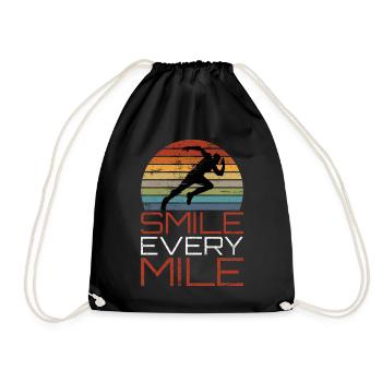 Smile Every Mile Läufer Jogger - Turnbeutel - Schwarz - Vorne