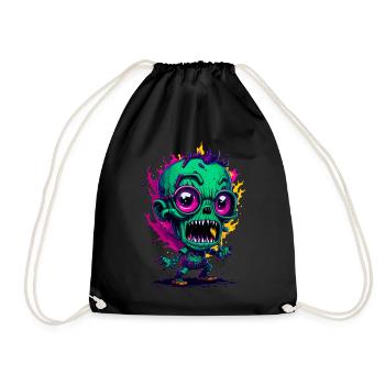 Cooler bunter Zombie - Turnbeutel - Schwarz - Vorne