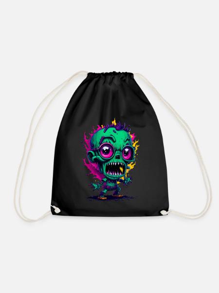 Cooler bunter Zombie - Turnbeutel - Schwarz