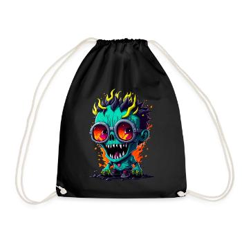 Bunter cooler Zombie - Turnbeutel - Schwarz - Vorne