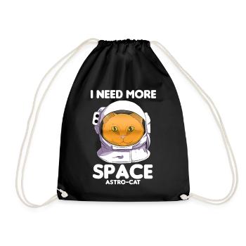 I Need More Space Astro-Cat Katzenliebhaber - Turnbeutel - Schwarz - Vorne