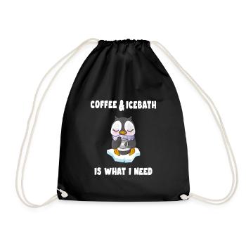 eisbader eisbademeister braucht eisbad und kaffee - Drawstring Bag - black - Front