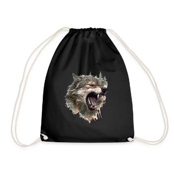 Wolf Wolf Head Scratch Marks Claws Wild Forest Hunter - Drawstring Bag - black - Front