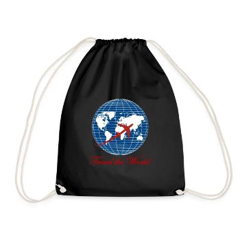 Travel the World - gift idea for travelers - Drawstring Bag - black - Front