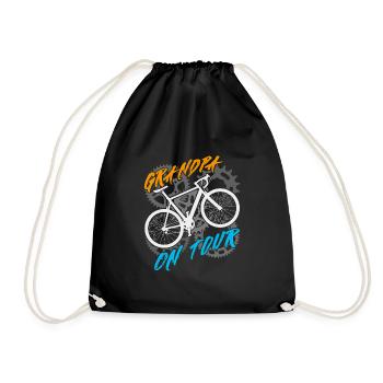 Grandpa on bike tour Grandfather rides a bike - Drawstring Bag - black - Front