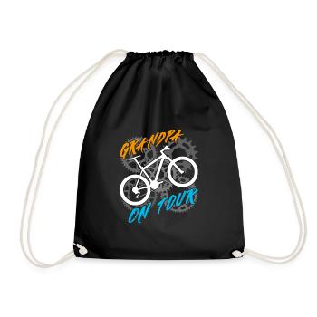 Grandpa on bike tour Grandfather rides a bike - Drawstring Bag - black - Front