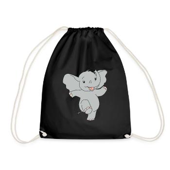 Cute Dancing Elephant – Funny Cartoon Motif - Drawstring Bag - black - Front