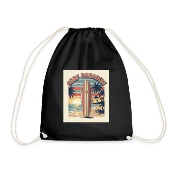 Surf Paradise Retro Design - Drawstring Bag - black - Front