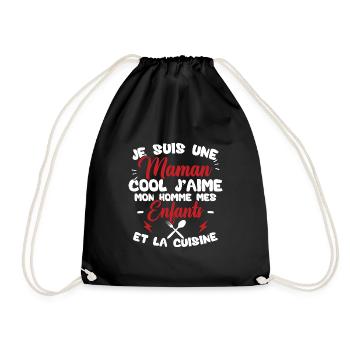 Une maman cool j'aime mon homme et la cuisine - Sac de sport léger - noir - Devant