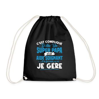 Un super papa et un aide soignant - Sac de sport léger - noir - Devant