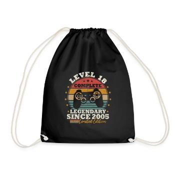 Level 18 unlocked - Drawstring Bag - black - Front