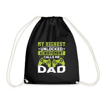 Meine höchste offene Errungenschaft nennt mich Vater - Turnbeutel - Schwarz - Vorne