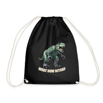 T-Rex mit Prothesen. What now...? Funny Rex - Turnbeutel - Schwarz - Vorne