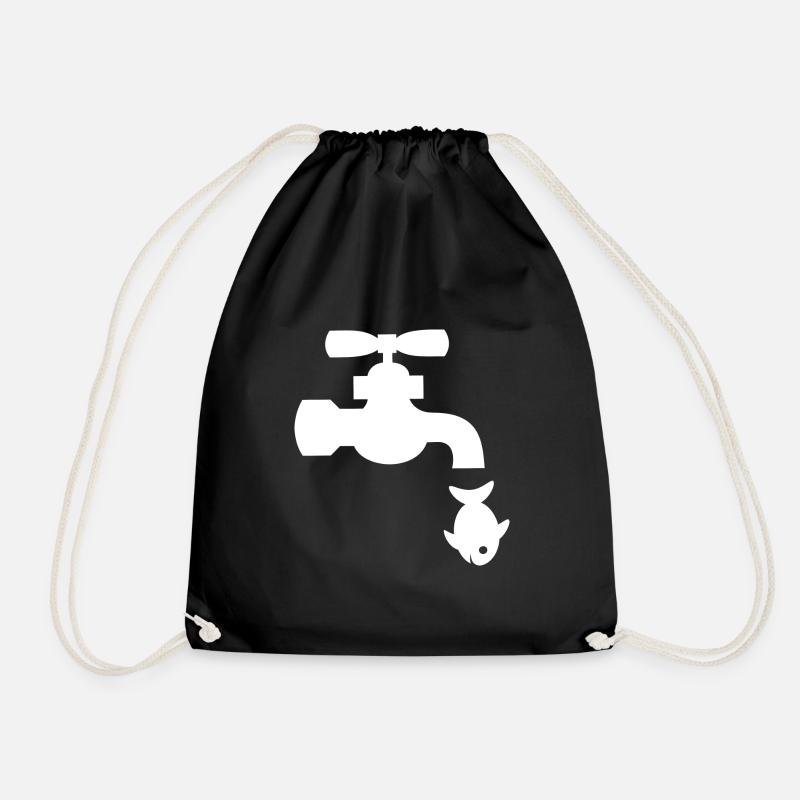 Drops fish faucet white - Drawstring Bag - black