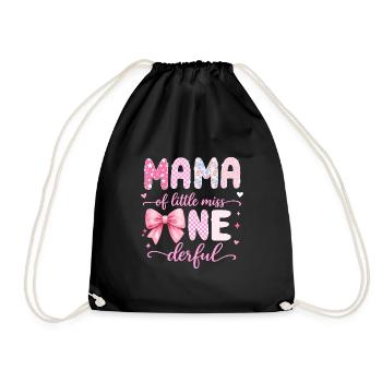Mama of Little Miss Onederful 1st Birthday Design - Drawstring Bag - black - Front
