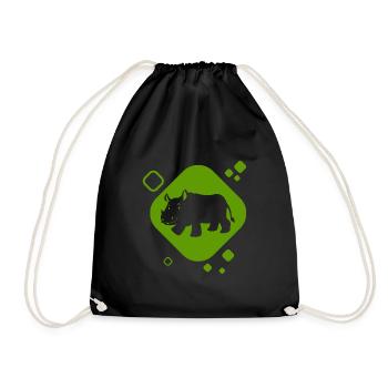 Rhino - Africa - Nature - Animal Lover - Drawstring Bag - black - Front