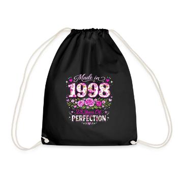 Cadeau 28 Ans Femme - Anniversaire 1998 Floral - Sac de sport léger - noir - Devant