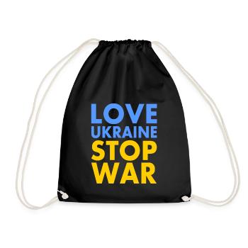 Love ukraine stop war - Drawstring Bag - black - Front