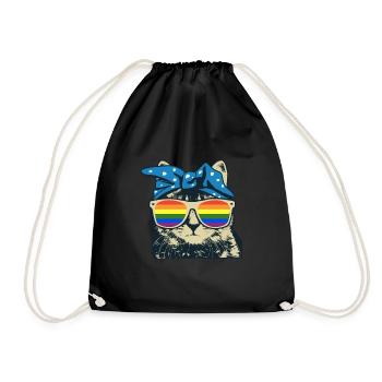 Arc en ciel de chat - Sac de sport léger - noir - Devant