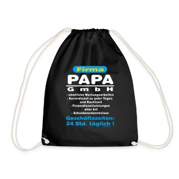BD - Firma Papa GmbH - Kostenfrei Lebenslang - - Turnbeutel - Schwarz - Vorne