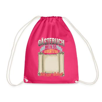 55. Geburtstag Gästebuch - Turnbeutel - Fuchsia - Vorne