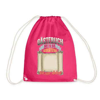 66. Geburtstag Gästebuch - Turnbeutel - Fuchsia - Vorne